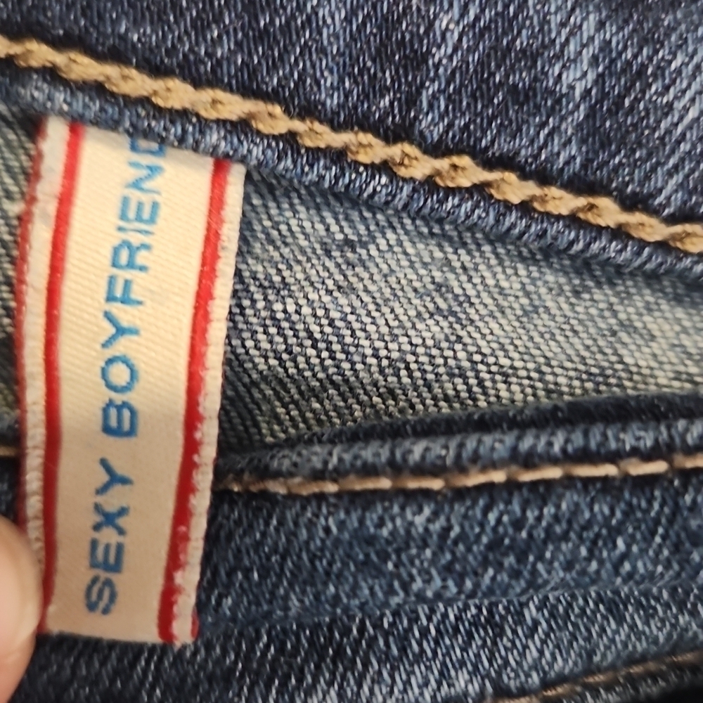 Sneak Peak Jeans Size 5 Boyfriend Distress Cut Out Fray Knees - Picture 6 of 10